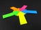 Neon colored arrows, teamwork