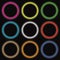 Neon colored circles. Abstract glowing light rounded banners. Vector.