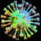 Neon colored coronavirus cell