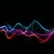 Neon colorful soundwaves on black isolated background. Created with generative AI