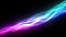 Neon colors vibrant optical fiber background. Abstract wavy lines and particles. Rainbow glowing waving stripes. Slow