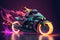 A Neon Colour Motorcycle on Fire - Generative Ai Illustration