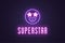 Neon composition of glowing emoji Superstar. Star