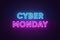 Neon Cyber Monday Banner. Text and Title of Cyber Monday