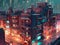 Neon cyberpunk city in 3D