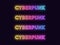 Neon Cyberpunk Text in different Gradient colors. Futuristic set