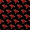 Neon demon heart seamless pattern with red icons on black background. Passion, love, Valentine's Day, romance