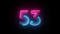 Neon digit 53 with alpha channel, neon digits, number fifty three