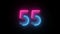 Neon digit 55 with alpha channel, neon digits, number fifty five