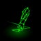 Neon digital brush tool that draws a green laser line. Digital art process icon with polygonal brush for NFT platform