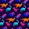 Neon Dinosaur Vector Seamless Pattern