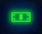 Neon dollar banknote sign.Cash.