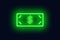 Neon dollar banknote sign.Cash.