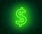Neon dollar sign on a dark background. Wealth, Success concept.