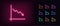 Neon downfall chart icon. Glowing neon drop chart sign, down arrow