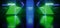 Neon Electric Cyber Laser Sci Fi Futuristic Hallway Stage GReen Blue Glowing Triangle Shaped Arc Concrete Reflective Floor Alien