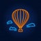 Neon Element Hot air Balloon in the Clouds. Outline drawing. Travel, Entertainment Concept. Hot air balloon flight.