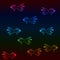 Neon fishes, marine life background, colorful guppy
