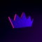 Neon flat crown icon. 3d rendering ui ux interface element. Dark glowing symbol