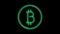 Neon flickering green cryptocurrency bitcoin logo. Alpha channel Premultiplied and color black. 3D illustration
