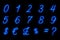 Neon font blue alphabet number numeric word text series symbol s