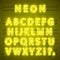 Neon font city text, Night yellow Alphabet, Vector illustration