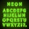 Neon font text. green eps. Lamp . Alphabet . Vector illustration