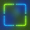 Neon frame background for placing texts, wall with neon lights. 3d render
