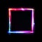 Neon frame with glow, sign and light background. Square. Night club signboard with empty space for logo or text. Vector