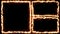 Neon frame for inscriptions and titles of golden fiery color on a black background animation