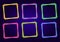 Neon frame set. a collection of square-shaped neon templates, a double contour of different colors, blue, purple, pink