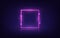 Neon frame. Shining square banner. Isolated on transparent background