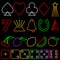 Neon gambling symbols