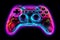 Neon game controller or joystick for game console. Neural network AI generated