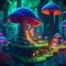 Neon Gaming Console Meets Enchanted Forest