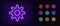 Neon gear icon. Glowing neon settings sign, gearwheel