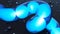 Neon glow blue spheres inside tube 3D render illustration
