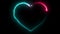 Neon glow heart shape motion. Valentine day invitation animation. Video of declaration of love. Electric, energic, disco