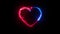 Neon glow heart shape motion. Valentine day invitation animation. Video of declaration of love. Electric, energic, disco