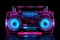 Neon Glow Retro Boombox