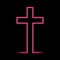 Neon glowing Christian Cross. Vector illustration