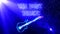 Neon glowing electric guitar in space flickers in electric glow and text