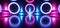 Neon Glowing Futuristic Purple Blue Laser Circle  Beam Shapes Night Retro Modern Stage Grunge Concrete Construction Reflective