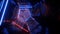 Neon Glowing Lights Sci Fi Futuristic Purple Blue Hi Tech Spaceship Alien Tunnel Corridor Loop Vibrant  Motion Fly Chip Detailed E