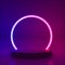 Neon glowing line circle, abstract modern podium frame , 3D Rendering