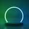 Neon glowing line circle, abstract modern podium frame , 3D Rendering