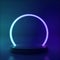 Neon glowing line circle, abstract modern podium frame , 3D Rendering