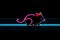 Neon glowing outlined illustration of colorful gerbil, mouse, hamster