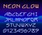 Neon glowing retro game laser font or a typeset with letters and digits