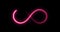 Neon glowing sign of infinity symbol or logo icon in pink color on black background